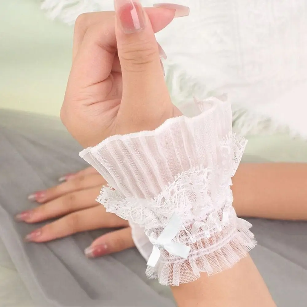 Victorian Detachable Sleeves Cuffs Comfortable Detachable Lace Ruffled Wrist Soft Costume Accessory Fake Sleeves Cuffs