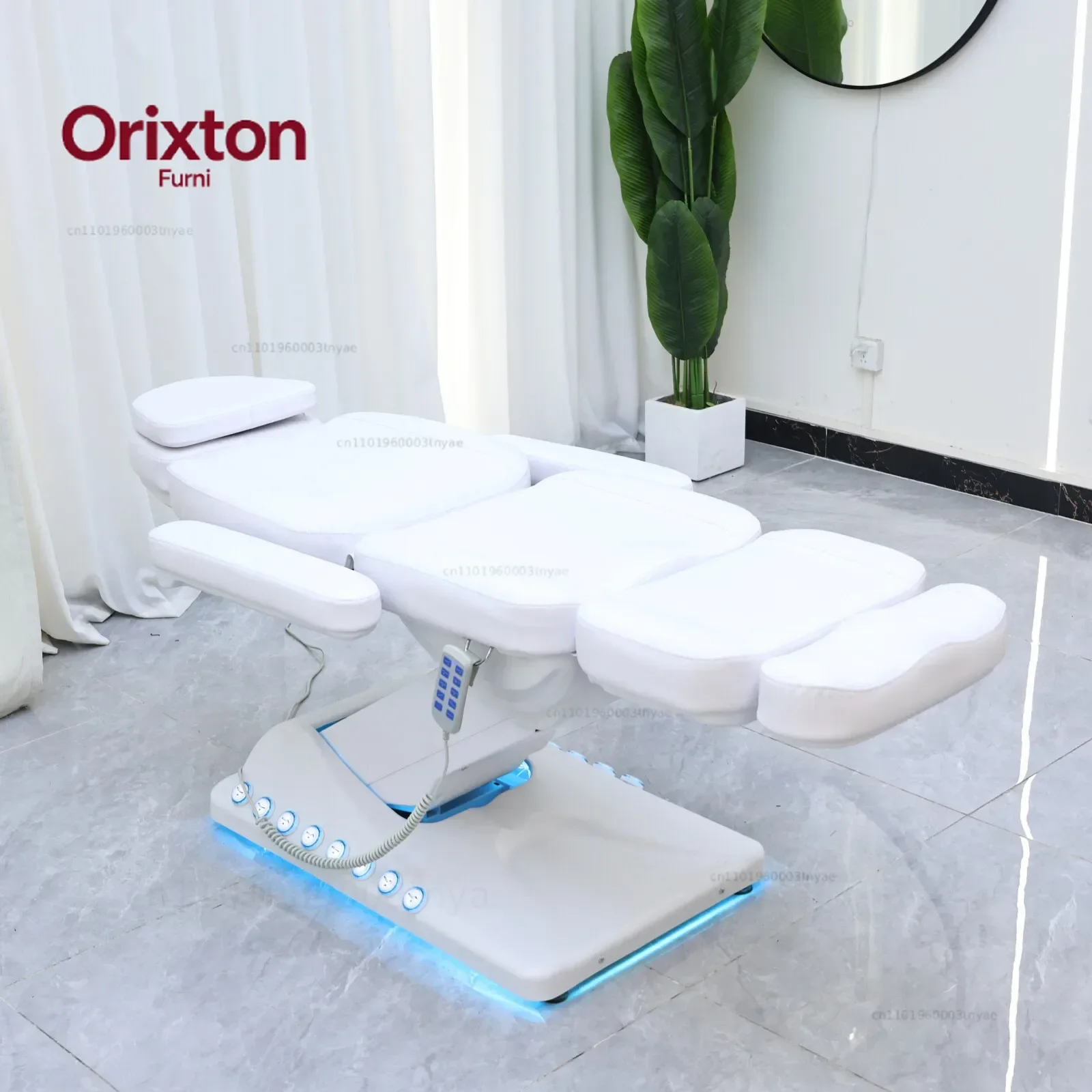 Luxury 3 Motors Electric Beauty Bed With LED Base Light PU Leather Adjustable Facial Lash Massage Chair For Salon Spa Clinic