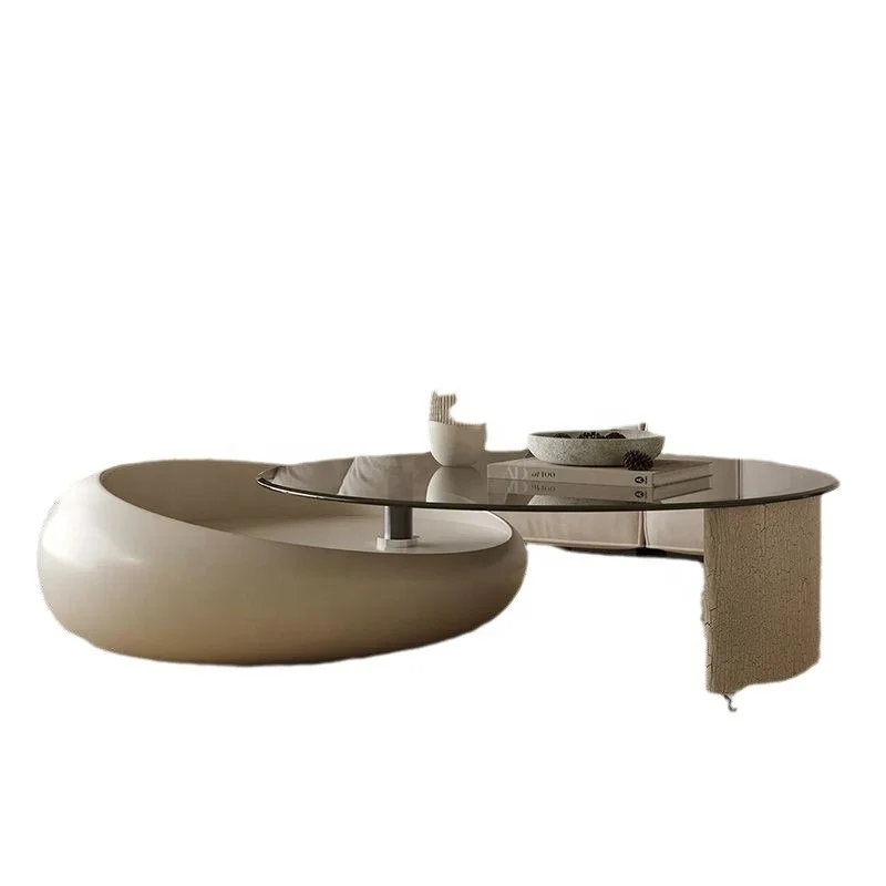 Italian Design High Quality Movable Coffee Table with Wheels 2 Round Coffee Table Set Living Room Furniture