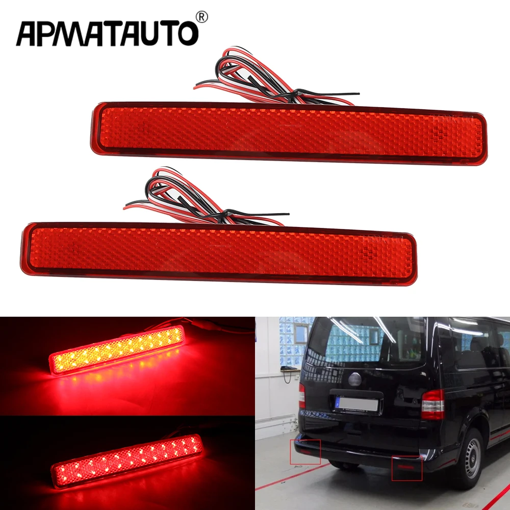 2pcs LED Rear Bumper Reflector Light 7E0945105 For VW T5 Transporter Caravelle Multivan 2003-2011 Tail Brake Stop Signal Lamp