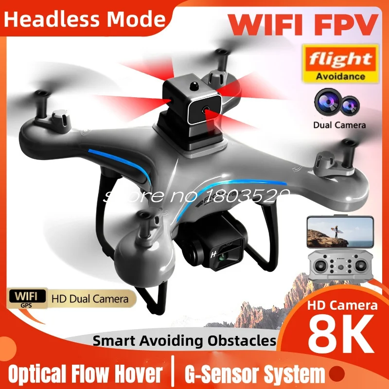 

8K Avoiding Obstacles Remote Control Qudcopter WIFI FPV G-Sensor Optical Flow Hover Headless Mode 3D Roll Cool Lighting RC Drone