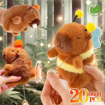1-20PCS Plush Persimmon Wagging Tail Capybara Key Pendant Cute Plush Keychain Plush Doll…