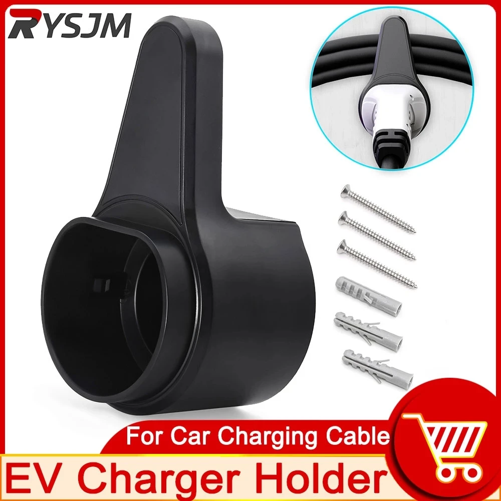 Soporte fuerte para cargador de coche eléctrico EV tipo 2, soporte de Cable ABS, soporte de pared con tornillos para la mayoría de los estándar de