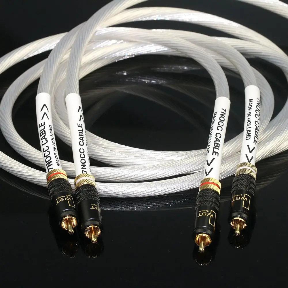 Imported 7NOCC single crystal copper silver plated HiFi audio cable from the Netherlands, dual RCA connection cable