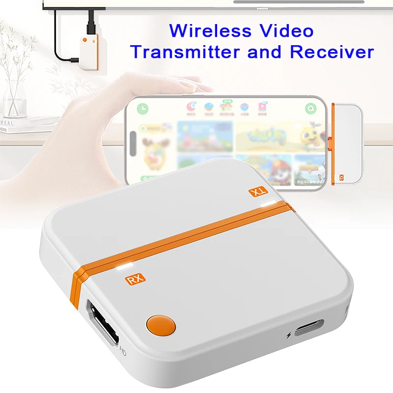 1080P Wireless Video Transmitter and Receiver with Type-C Port Extender Adapter TV Stick Dongle for Laptop PC Phone TV Monitor
