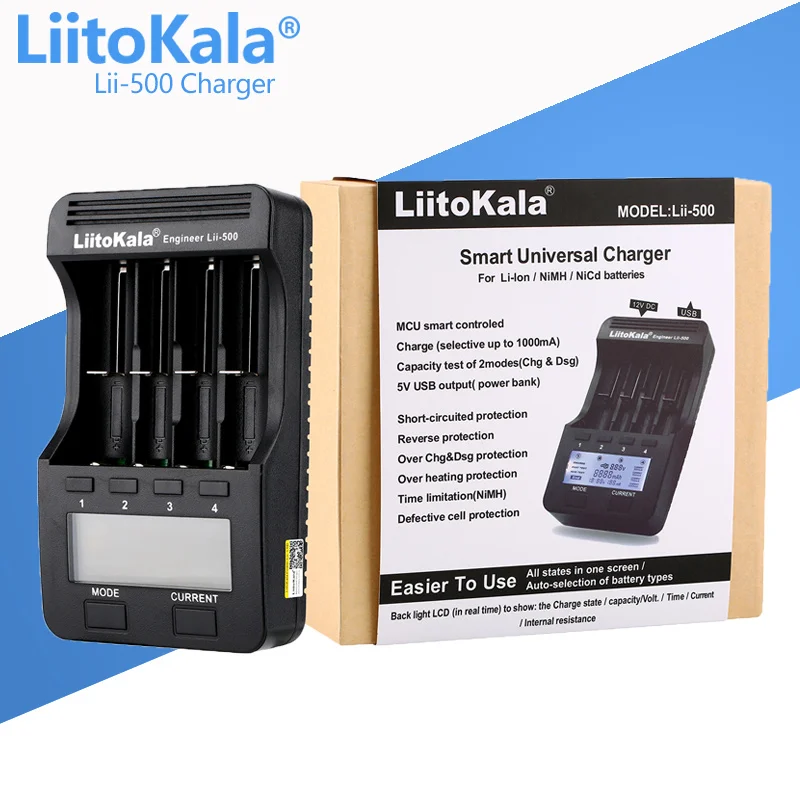 LiitoKala lii-500 LCD Affichage 18650 Batterie Chargeur lii500 Pour 18650 17500 26650 1634014500 AA AAA Ni-MH Rechargeable Batterie