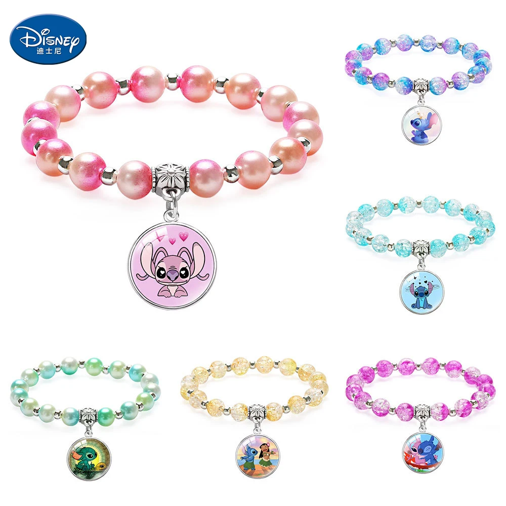 Фигурки аниме Disney Stitch браслет мультфильм Лило и Стич принт милые детские ювелирные изделия браслет детские игрушки подарок для девочек Рождество