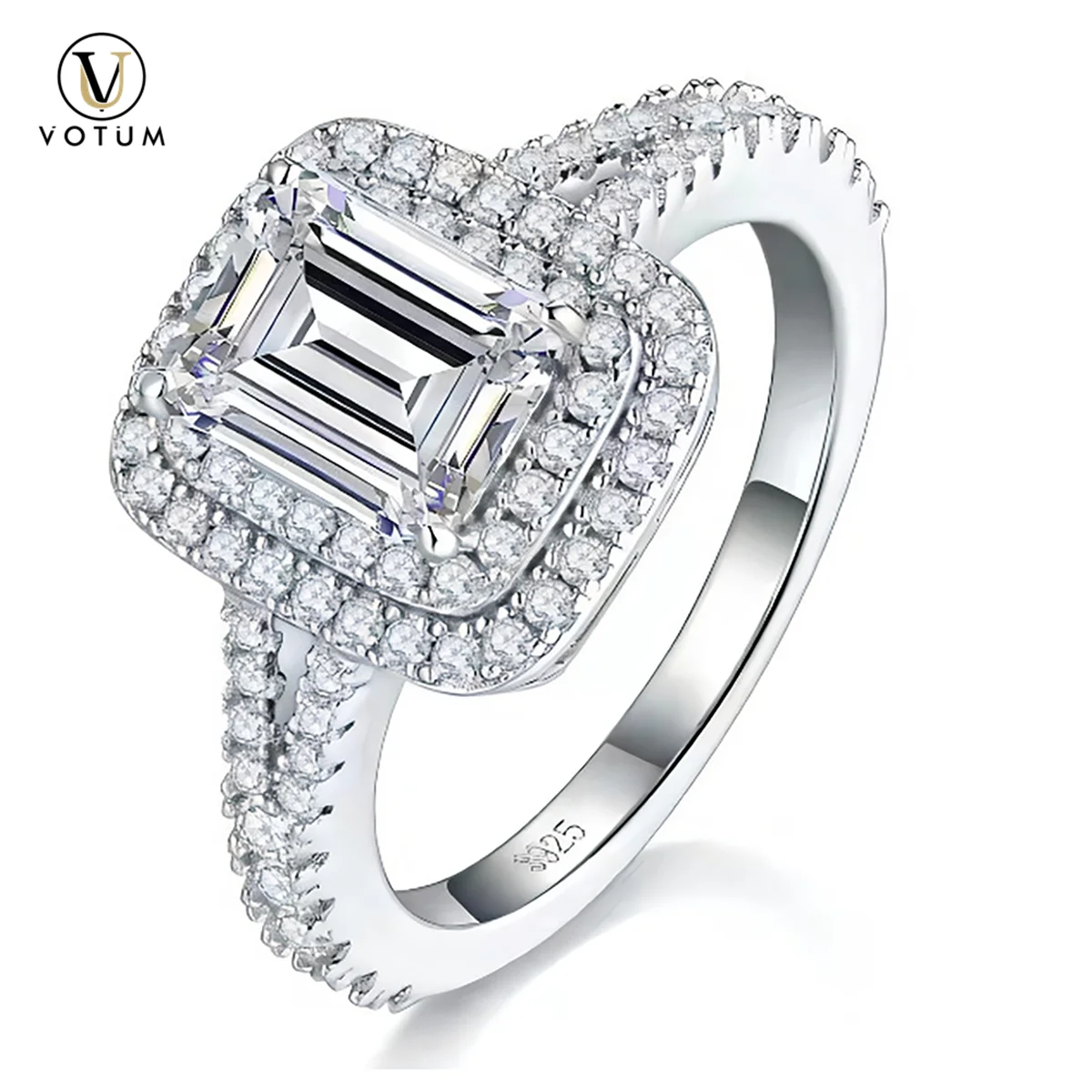 

Votum 3ct Emerald GRA Moissanite Diamond Wedding Ring for Women with Certificate Silver s925 Gold Plated Jewelry Dropshipping