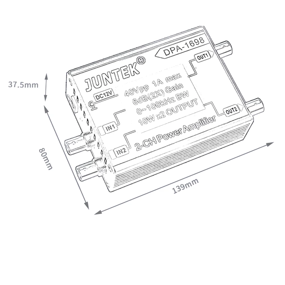 Generador de señal DPA1698, amplificador de potencia de doble canal de alta potencia, función de fuente de señal DDS