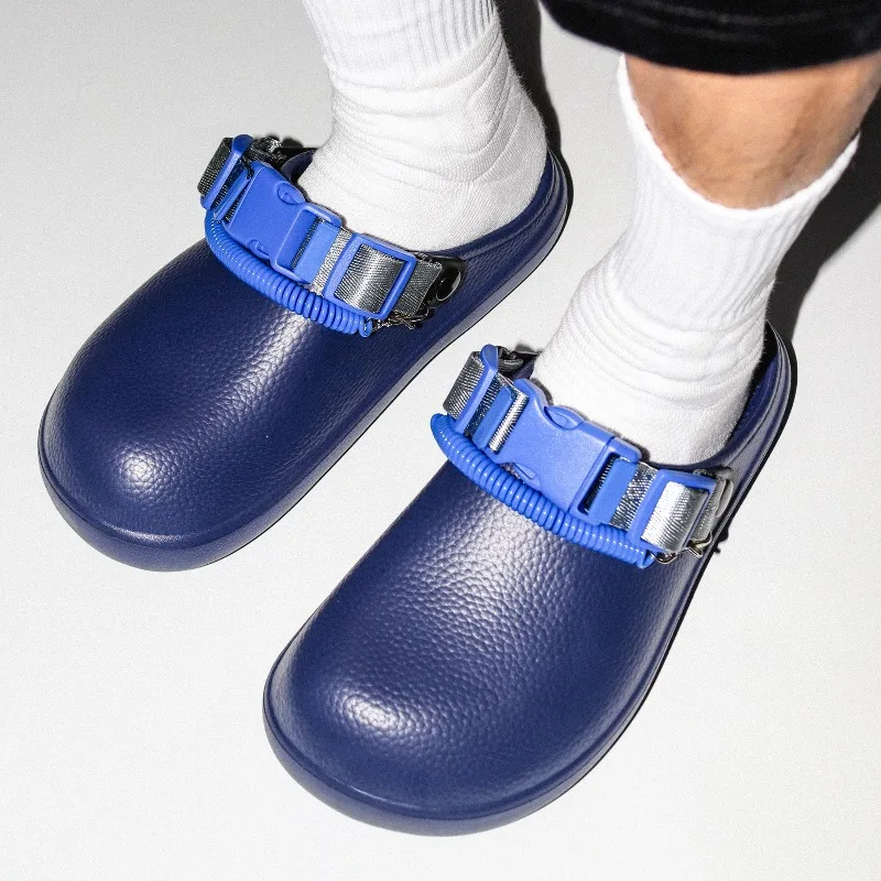 

Мужские синие сабо на платформе с пряжкой, эргономичные, нескользящие, износостойкие, дышащие, для дома, офиса и повседневной носки летом