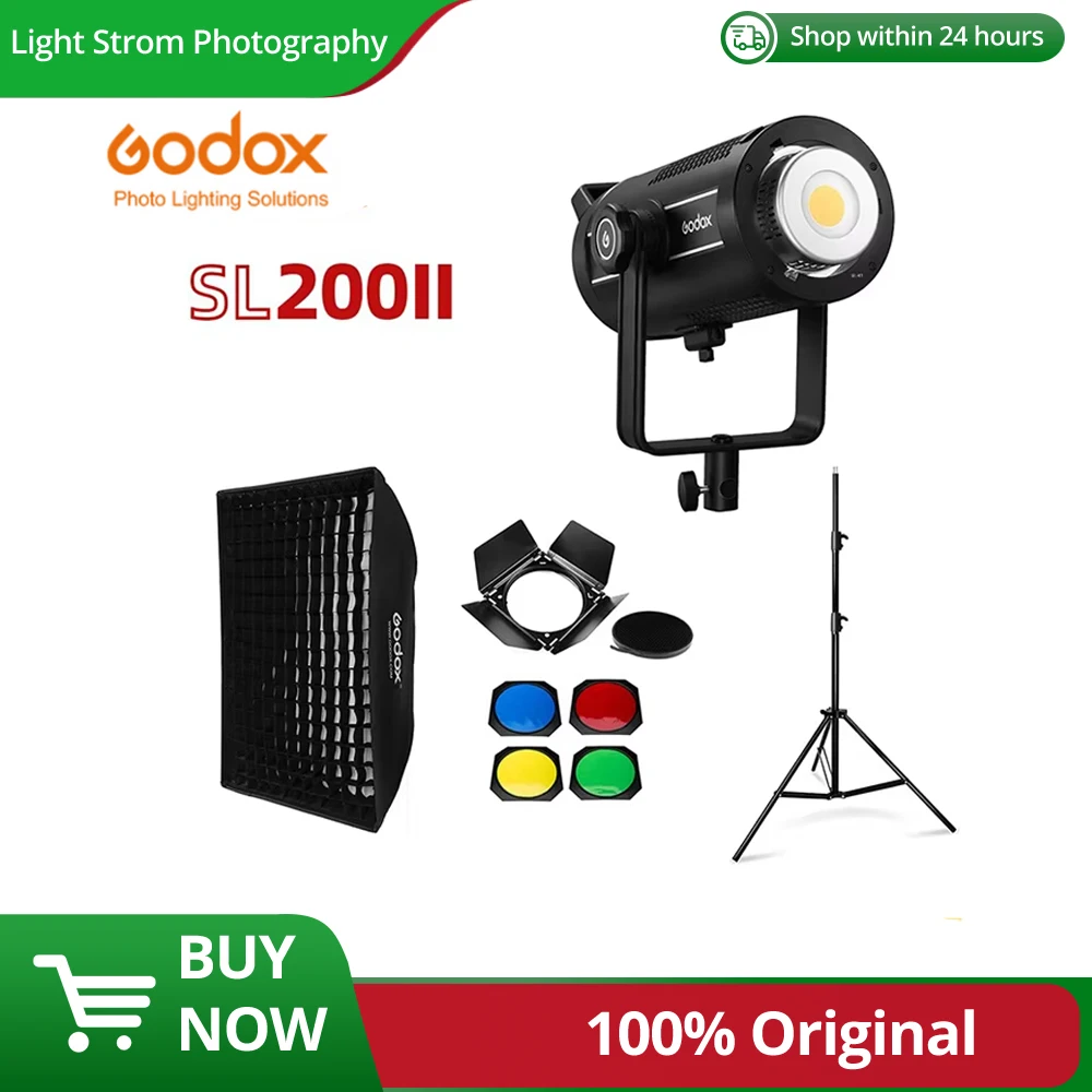

Godox SL200II SL-200W II LED Video Light 200W Bowens Mount Daylight Balanced 5600K 2.4G Wireless X System for Interview