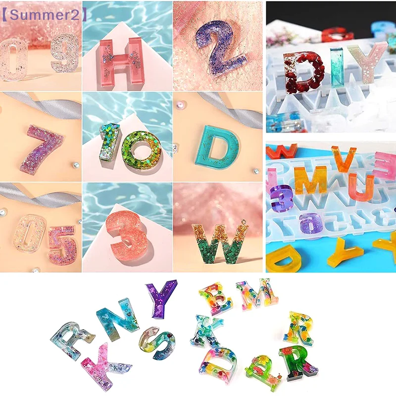 Transparent Letter Silicone Mold Letter And Number Mold Epoxy Resin Molds For DIY Jewelry Dried Flower Resin Crafts Tool〔Sum2〕