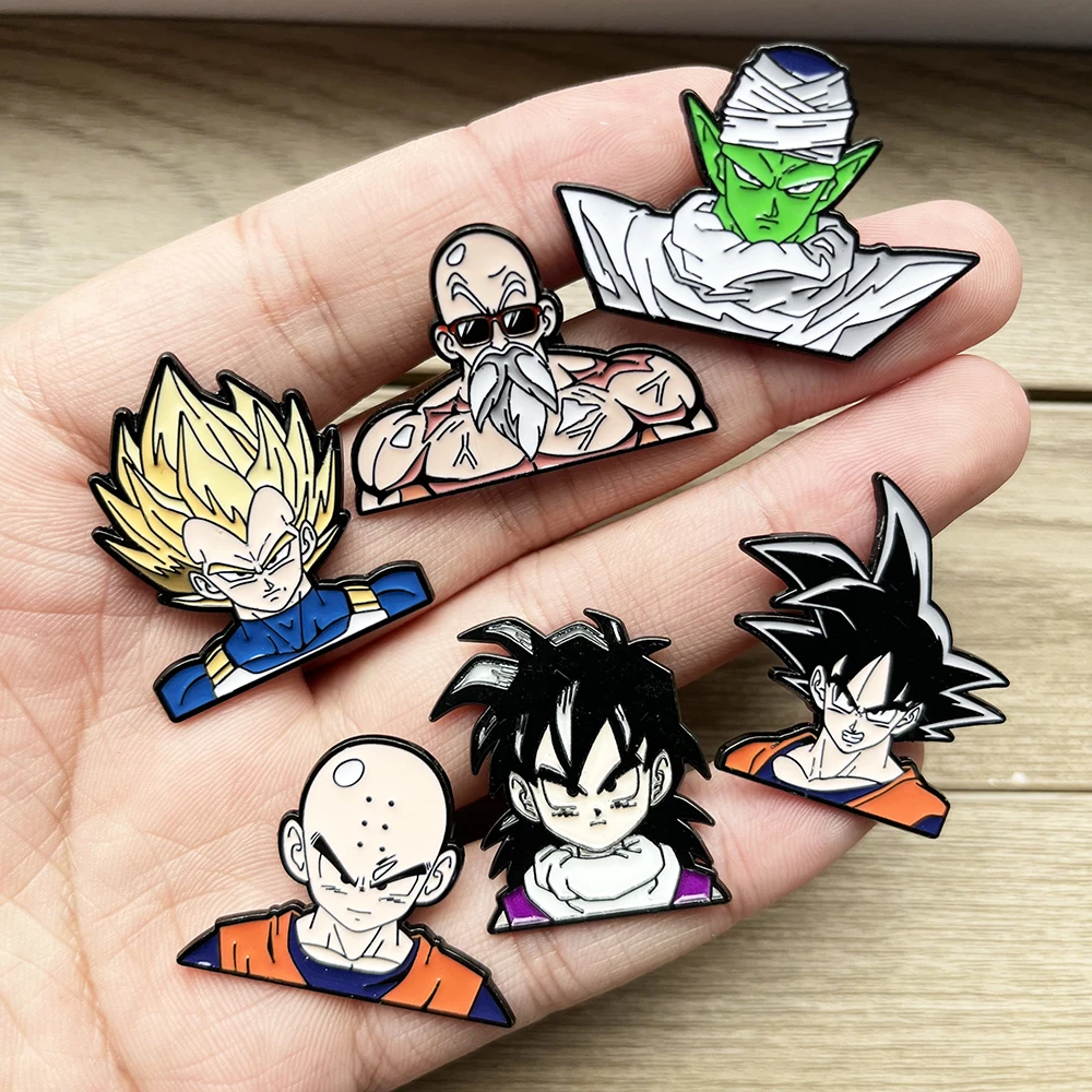 6-teiliges Dragon Ball Goku Charakter Emaille-Pins-Set Anime Metall-Broschen Abzeichen für Rucksack Kleidung Cartoon Schmuck Geschenk