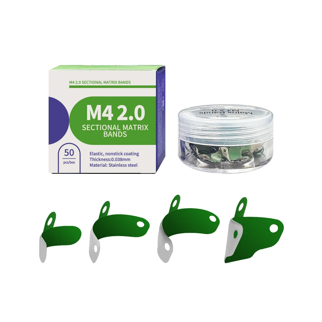

50pcs Dental Sectional Matrix Bands M4 2.0 Non-Stick Coated Elastic Stainless Contoured Matrices For class-Ⅱ restoration Dentist