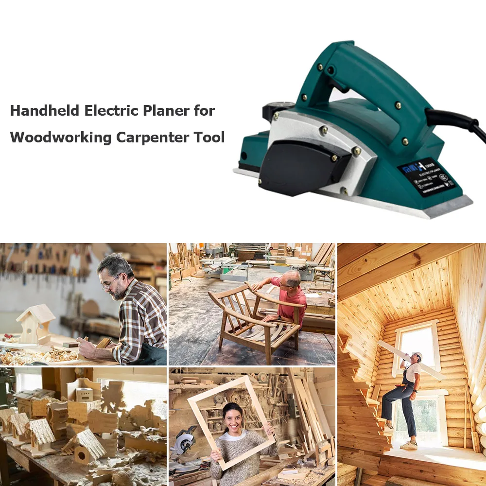 Handheld Electric Planer Multifunction Wood Planer Chamfer Planing Power Tool with Adjustable Cutting Depth Carpenter