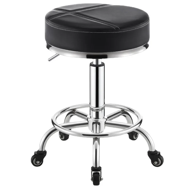 Professional Swivel Barbers Chairs Wheels Portable Rolling Hairdressing Stool Rotating Coiffeur Stuhl Salon Furniture MQ50BC