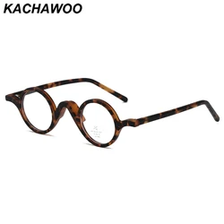 Kachawoo small frame round glasses men women TR90 acetate vintage glasses frame fashion decoration European style leopard grey