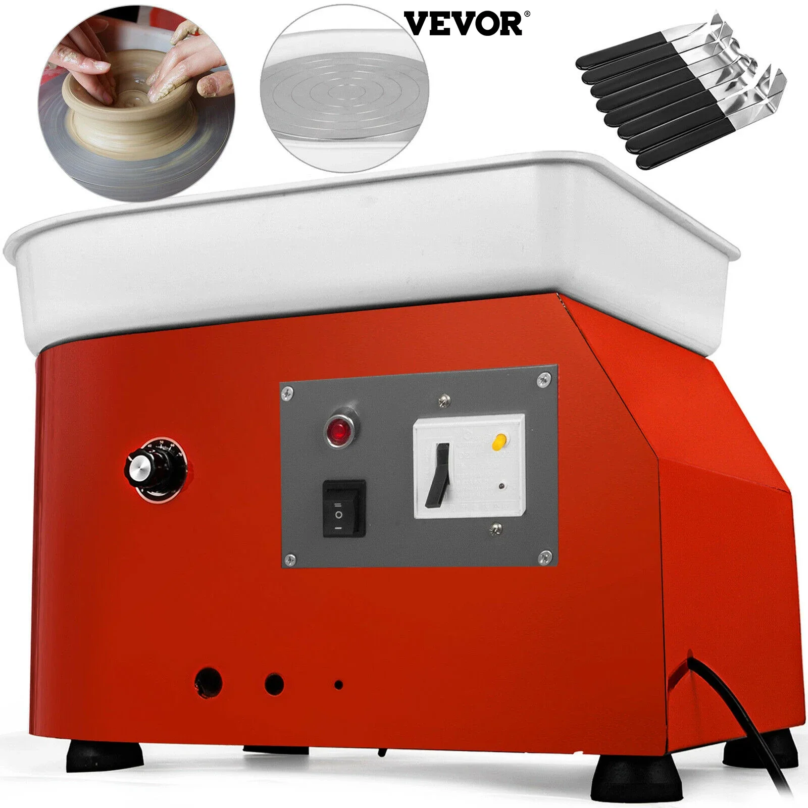 VEVOR DIY ceramika maszyna 25cm elektryczna ceramika koło ceramiczna maszyna ceramika DIY Kit glina narzędzie 350W z zaawansowanym pędzlem