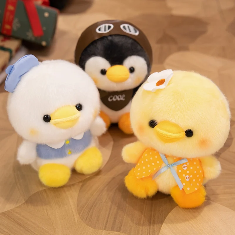 TreasuringU Duck Plush Toy Cute Cartoon Penguin with Hat Stuffed Doll Fun Yellow Duck with Clothes Plushie Halloween Gifts