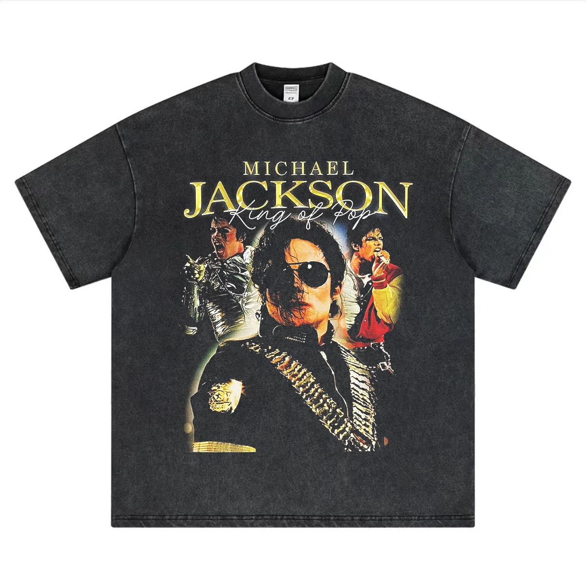 

2025 Michael Jackson Summer American Vintage Heavyweight Pure Cotton Short-sleeved Washed Aged Vintage T-shirt Ins Y2k