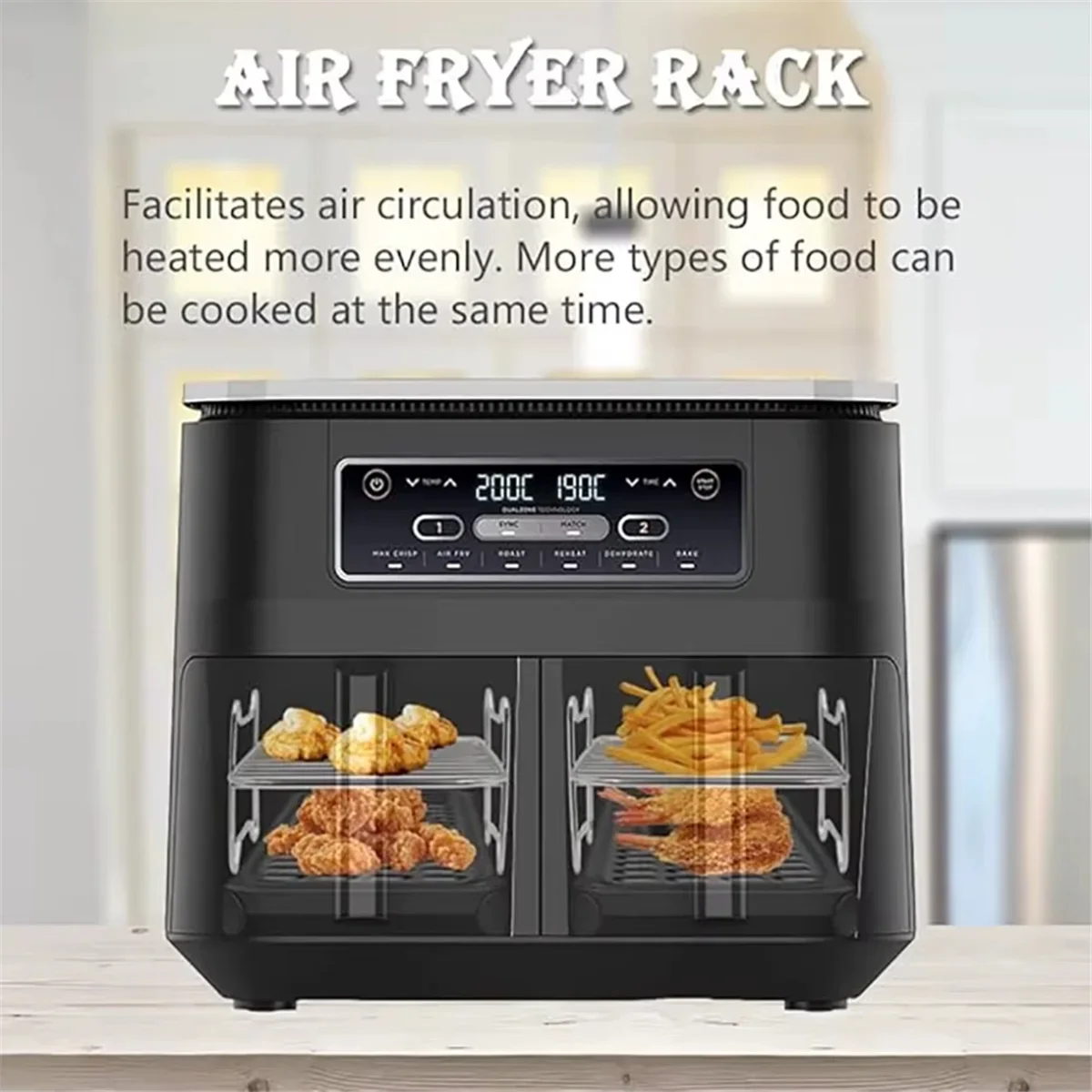 Air Fryer Accessories Set for AF400EU Double Zone Airfryer Silicone Air Fryer Liners Dehydrator Racks Baking Paper