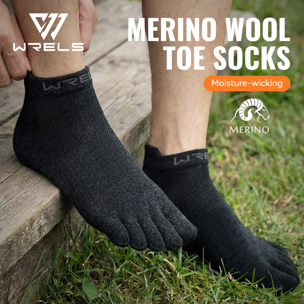 

Носки WRELS из мериносовой шерсти (1/2/3 пары): укороченные, для бега и туризма, летние, влагоотводящие, с амортизацией, дышащие, с пятью пальцами, невидимые.