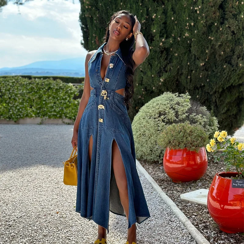 beaded dress designs Adora Design 3302 Prom Long Corset Formal Slit Structured corset bodice with Sass & Bide Denim A-Nordic Style:RM6D350