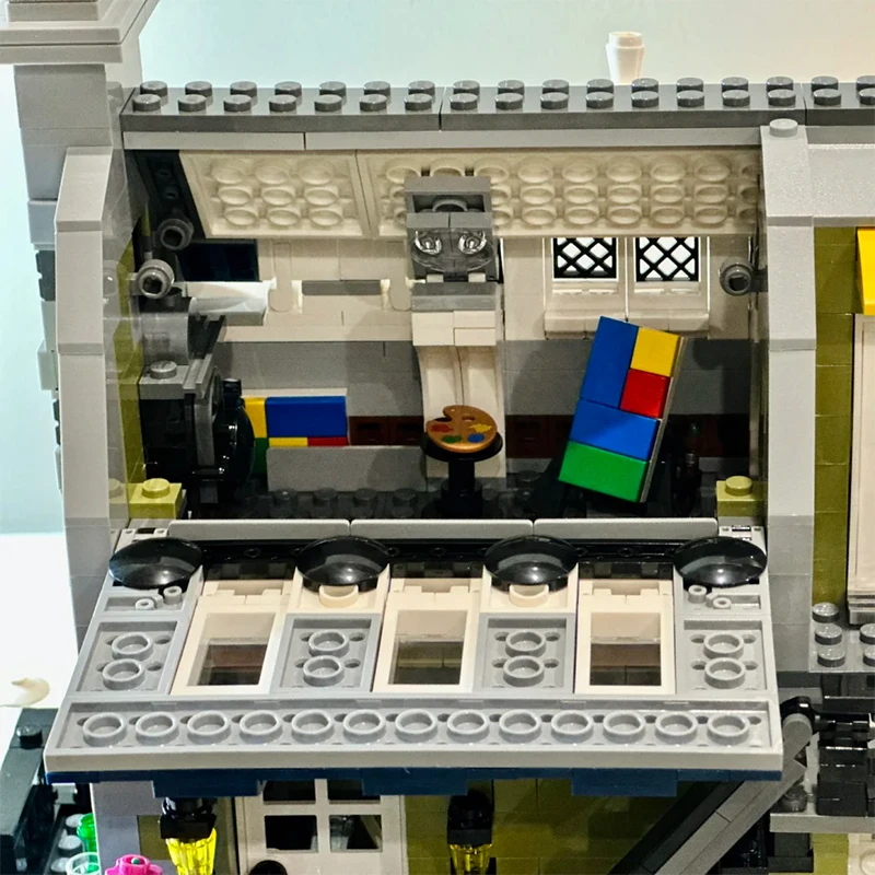 Bloques de construcción de restaurante parisino con vista a la calle creativa, modelo de arquitectura, montar ladrillos, juguete para regalo para niños, chico, adulto y niña