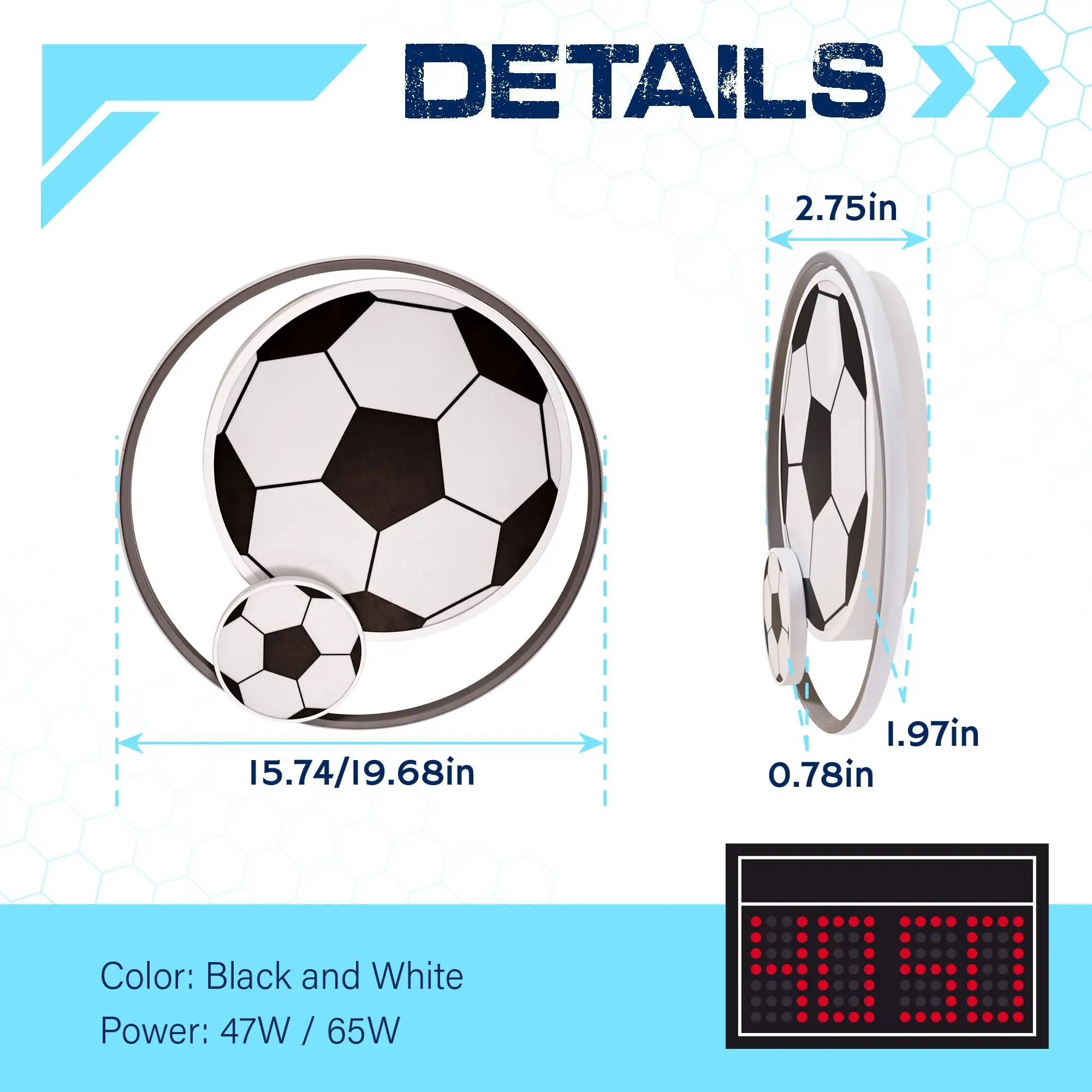 Imagem -06 - Luz de Teto Led de Futebol para Crianças Luz de Teto dos Desenhos Animados 65w Montagem no Teto Luzes Noturnas