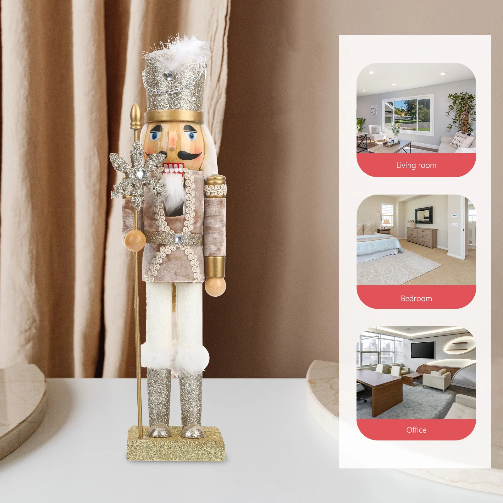 

Premium Wood Christmas Nutcracker Ornament Desktop Holiday Decor for Home Office Coffee Shop Ambiance Wood Xmas Nutcrackers