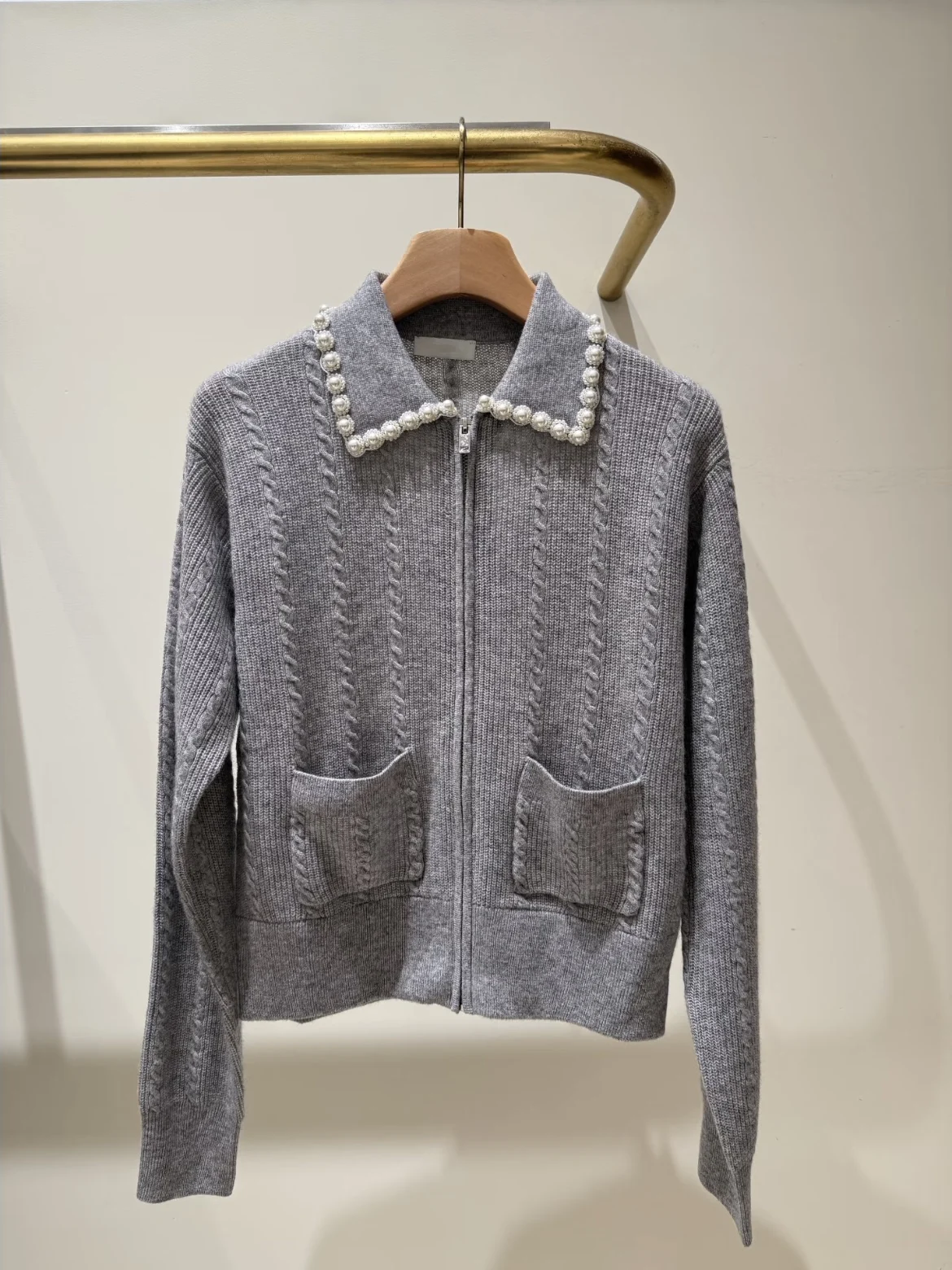 

Heidd ey Женский длинный вязаный свитер с жемчужным цветочным воротником Све в вертикальную полоску, французский женский кардиган из полиэфирного волокна