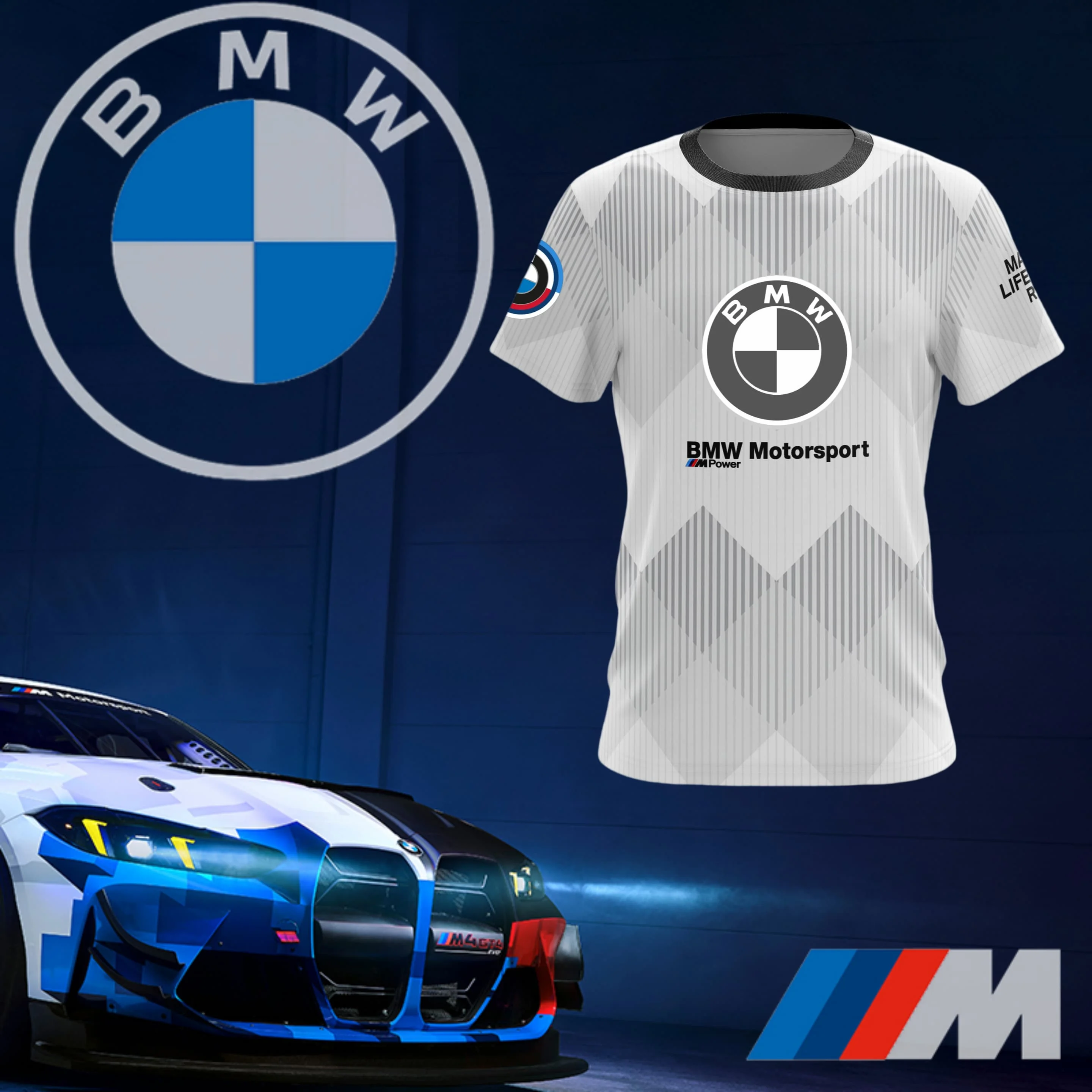 

BMW Motosport 2025 New White Striped Outdoor Sports Quick Dry T-Shirt Sports Cycling Short Sleeve Men's Breathable T-Shirt Moto