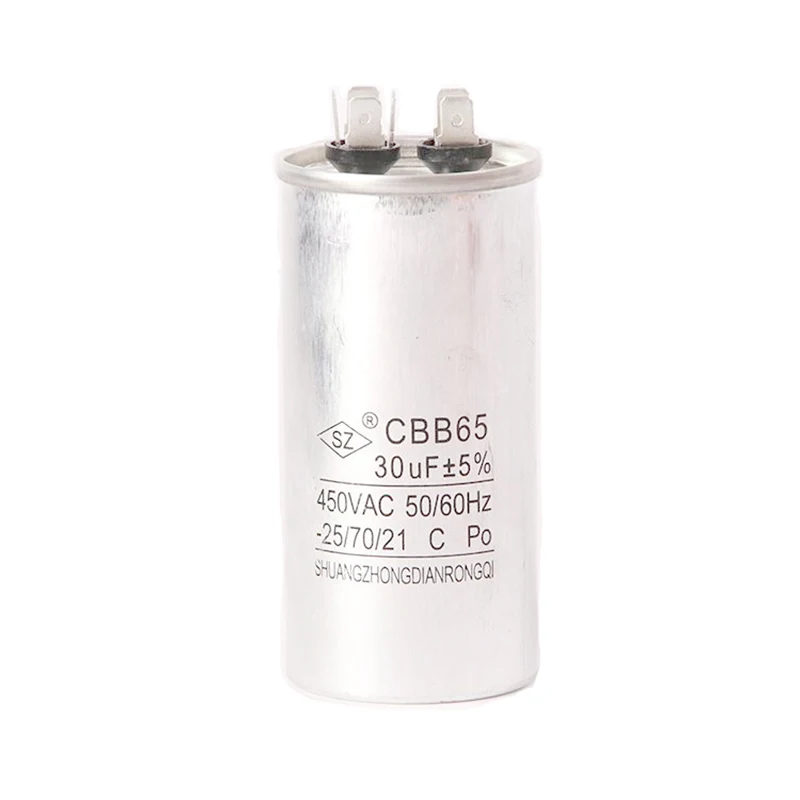 Capacitor do motor da C.A., capacitor do começo do compressor do condicionador de ar, CBB65, 450V, 20uF, 25uF, 30uF, 35uF, 40uF, 45uF, 50uF, 55uF, 60uF, 70uF, 80uF