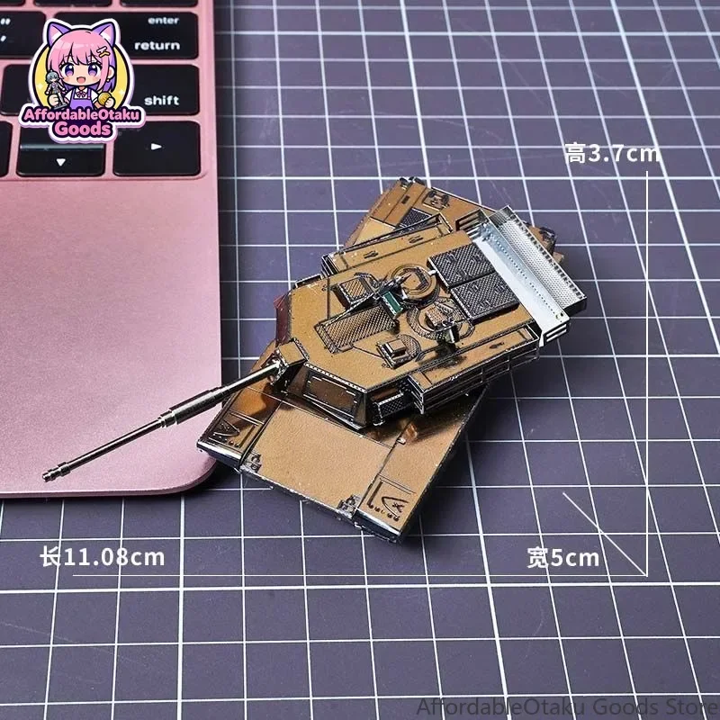 M1 Abrams Main Battle Tank 3D Metal Puzzle Stainless Steel Colorful No Glue DIY Model Kit Mini Military Vehicle for Adults Gift