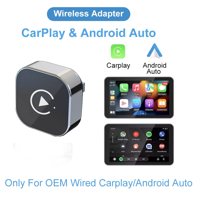 

Беспроводной адаптер 2-в-1 для CarPlay и Android Auto (2026), мини-бокс с поддержкой Wi-Fi 5 ГГц и Bluetooth, USB Plug & Play, беспроводной CarPlay