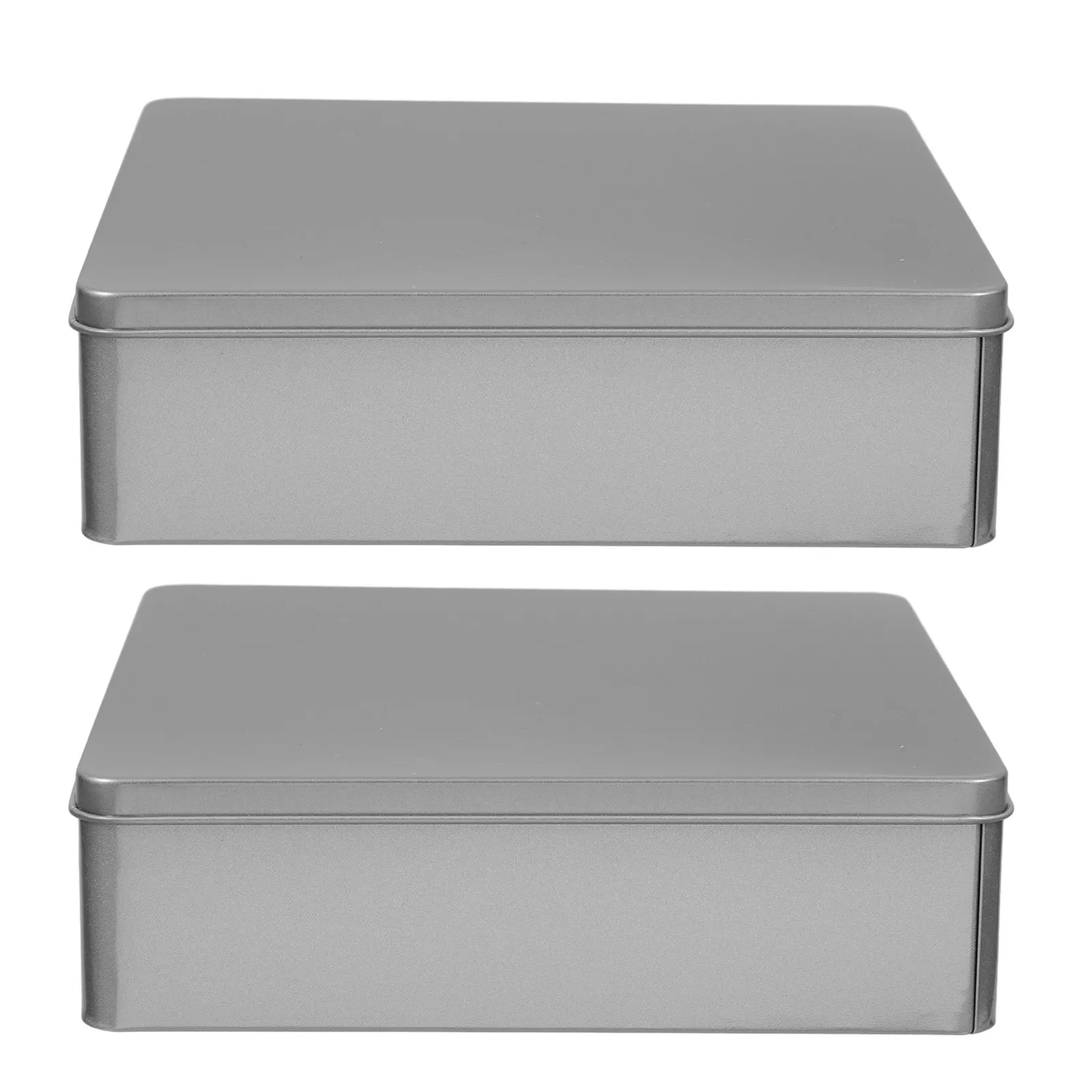 2Pcs Super Large Storage Boxes Square Tinplate Storage Box Airtight Cookie Tin Candy Treat Organizer Kitchen Bedroom Living Room
