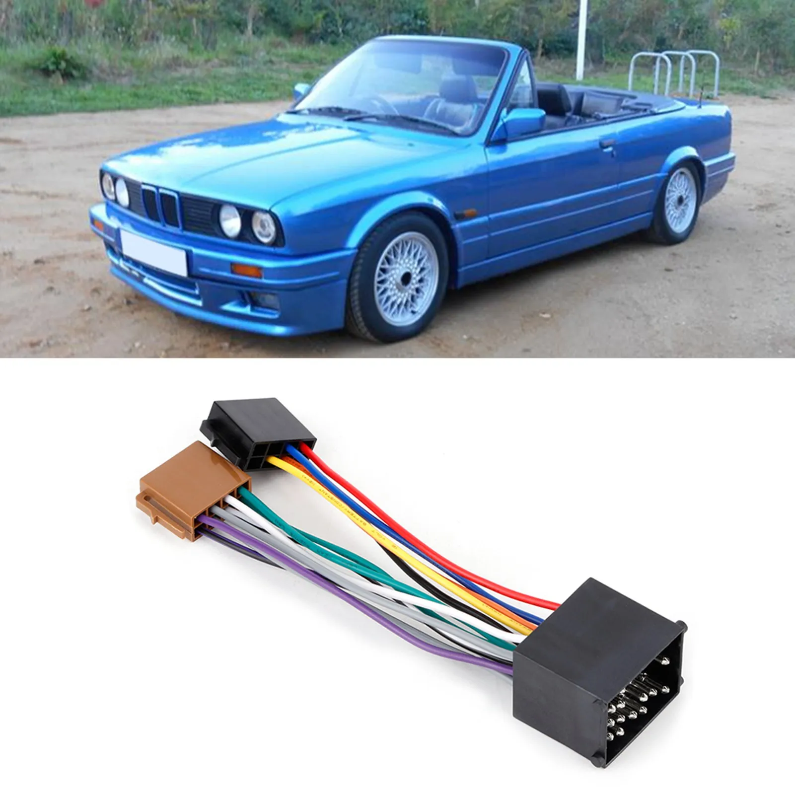 1PC Car Radio Stereo ISO Plug Wiring Harness Adapter with Input Cable Compatible for BMW E36 E46 E39