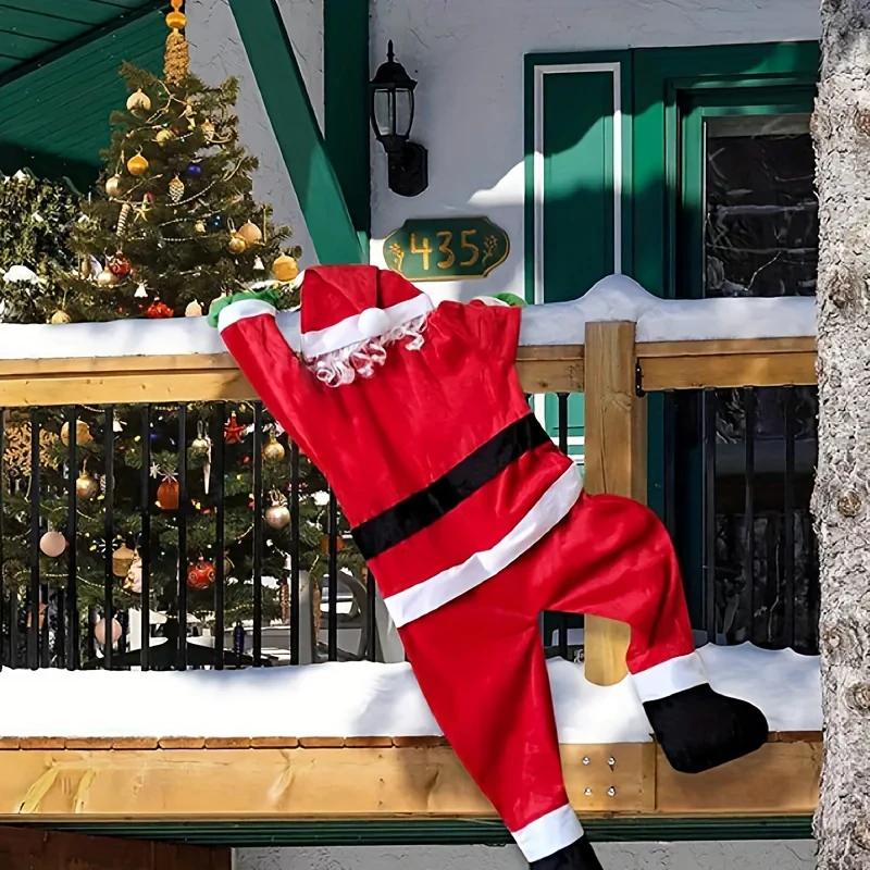 New Christmas Decoration Hanging Santa Claus Plush Suit Climbing Window Balcony Roof Chimney Hanging Santa Holiday Decorations