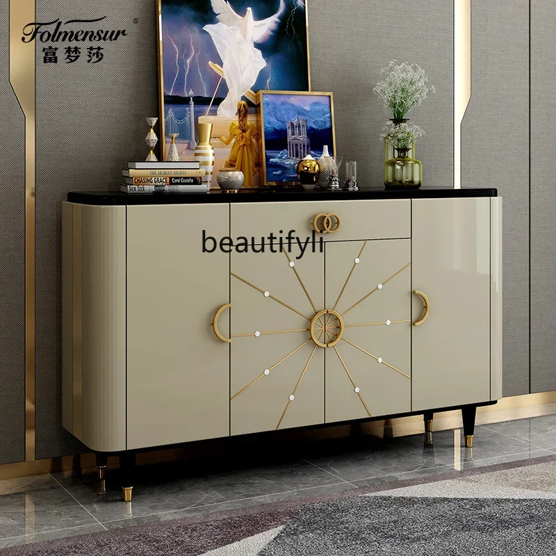 Solid Wood Four-Door Cabinet Simple Luxury Sideboard Entryway Cabinet Full Storage Designer Side Cabinet