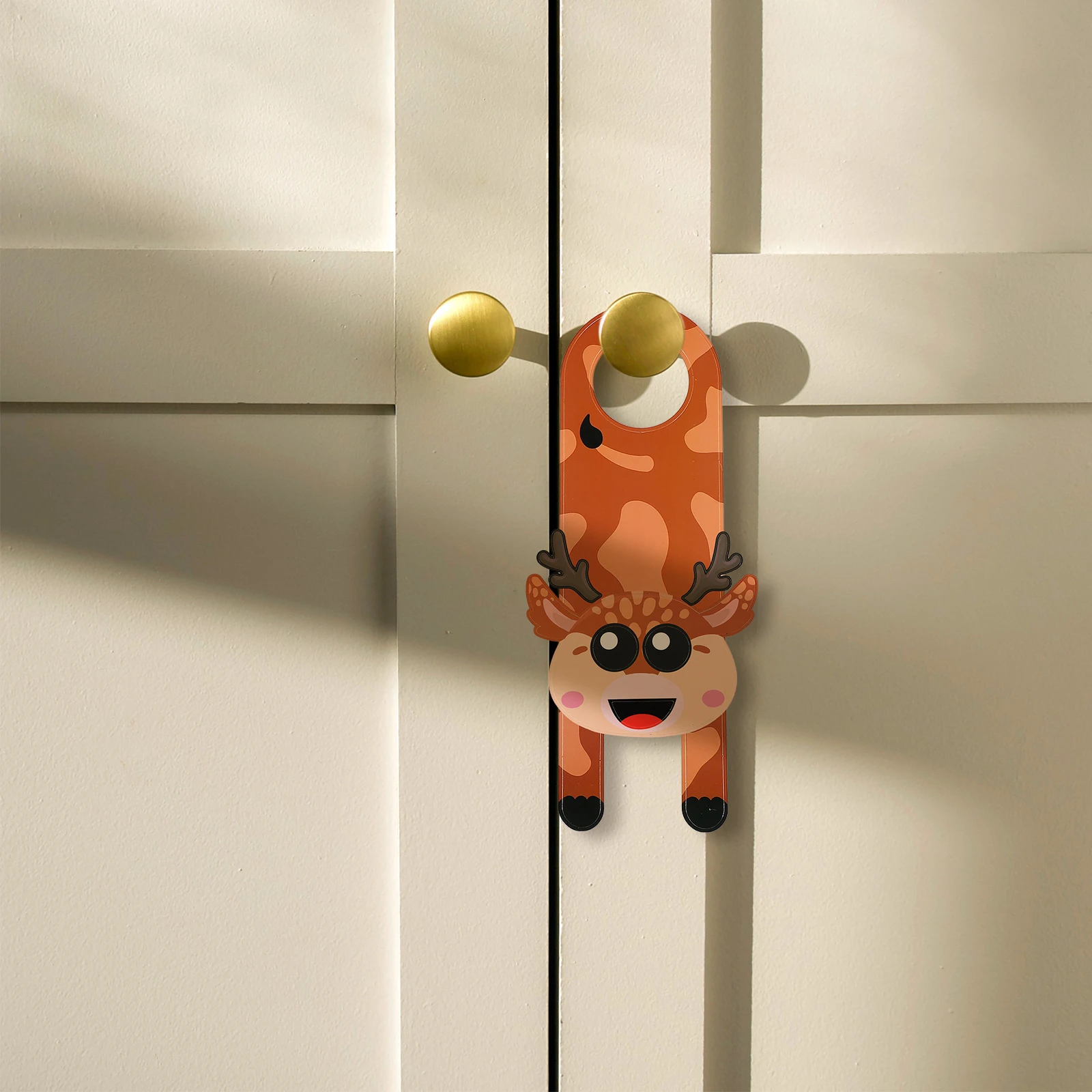 

2pcs Reindeer Door Hanger Kids DIY Animal Knob Signs Doorknob Decor Cartoon Children Tags Premium Paper Safe Play Develop