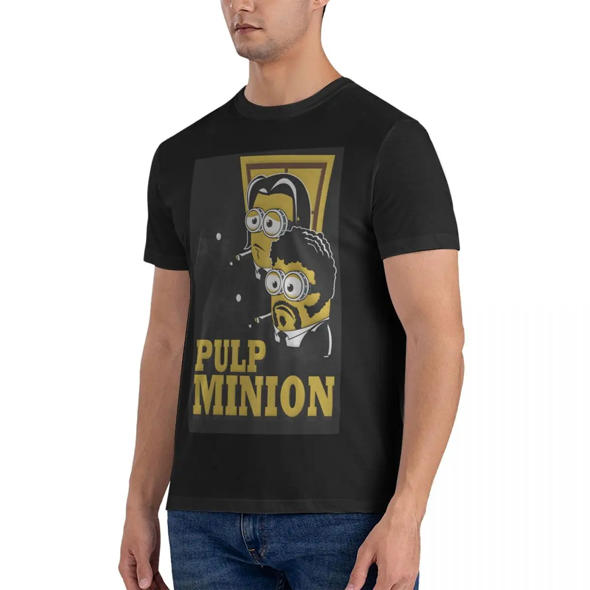 Men T-Shirts Minions Pulp Fiction Novelty 100% Cotton Tees Short Sleeve Despicable Me T Shirt Round Neck Clothing Original