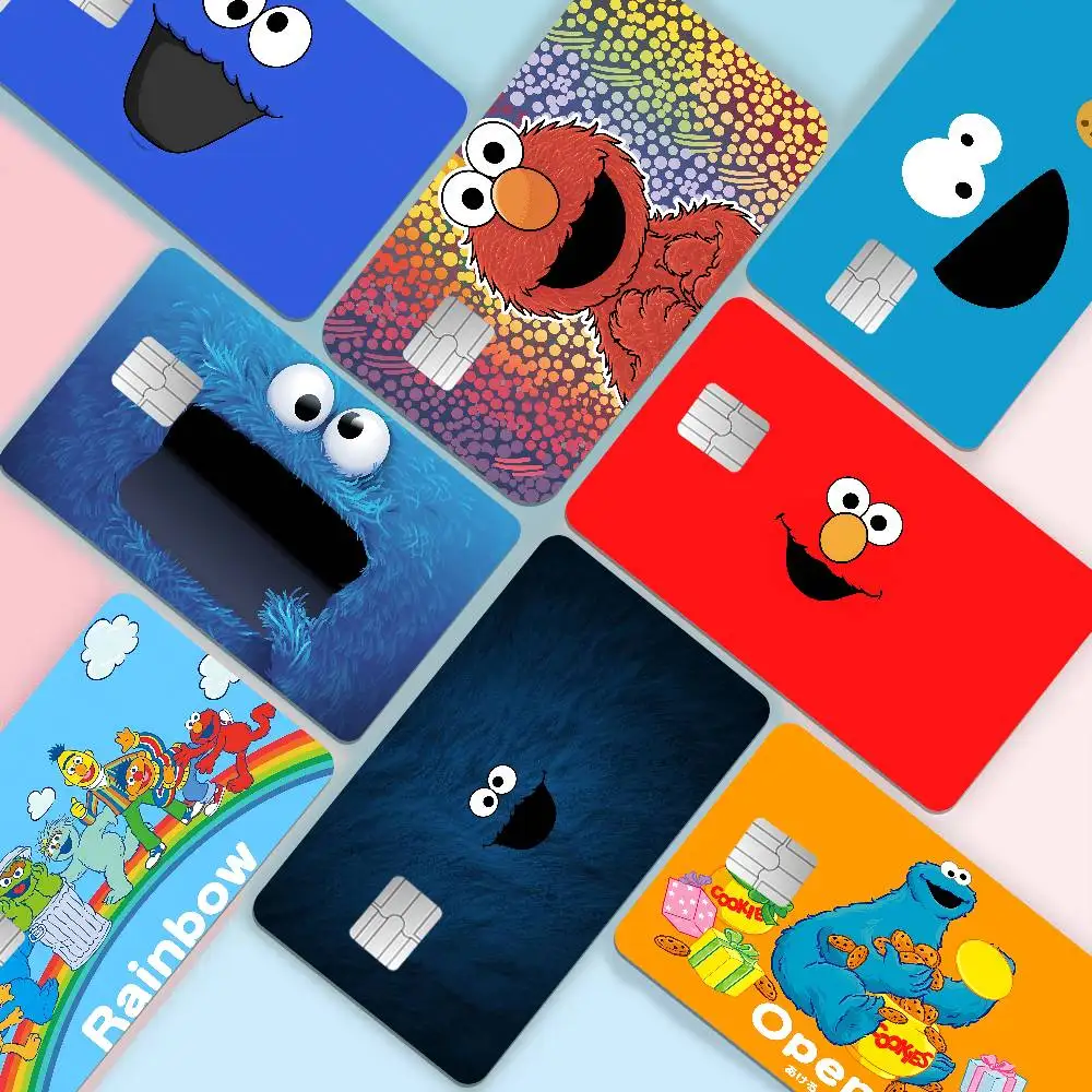 S-Sesame Street TV Cute Cartoon Game Film Cover Sticker Case For Small Chip Credit Debit Card Front Side
