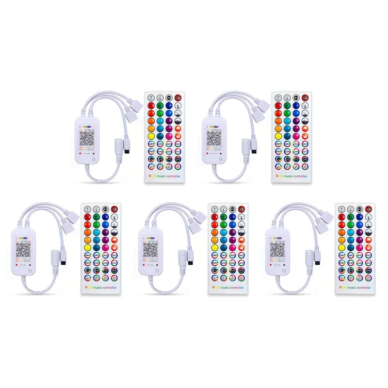 

5X DC5-24V Bluetooth LED Controller+40 Keys Remote Control APP Control And Music Sync RGB IR RF For 5050 RGB LED Light