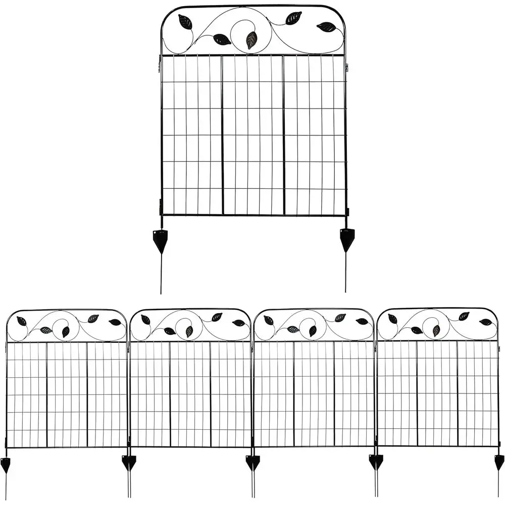 

Winding Vines 10-oot 4-Piece Steel Decorative Garden ence Panels - 30" W x 36" H Per Panel - Black