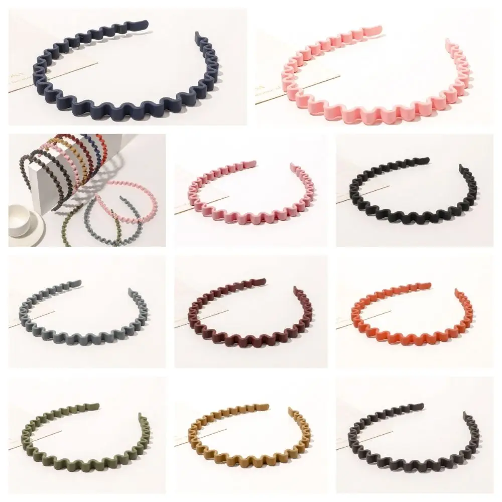 

Solid Color Teeth Matte Hair Hoop Headdress Hair Accessories Teeth Wave Hair Hoop Headband Korean Style Non-slip Hairband Women