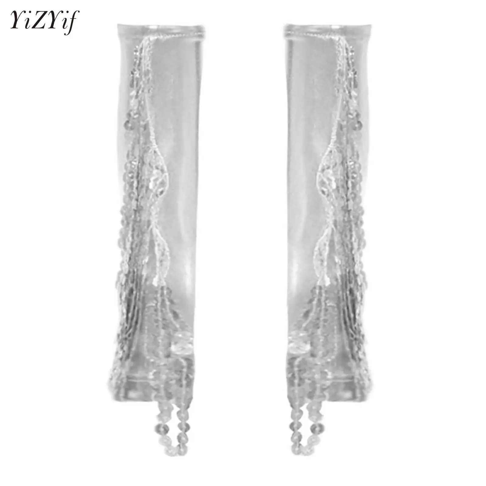 Girl 1920s Tassel Glitter Gloves Vintage Party Mittens Stage Opera Jazz Dance Performance Cosplay Wrist Length Fingerless Gloves