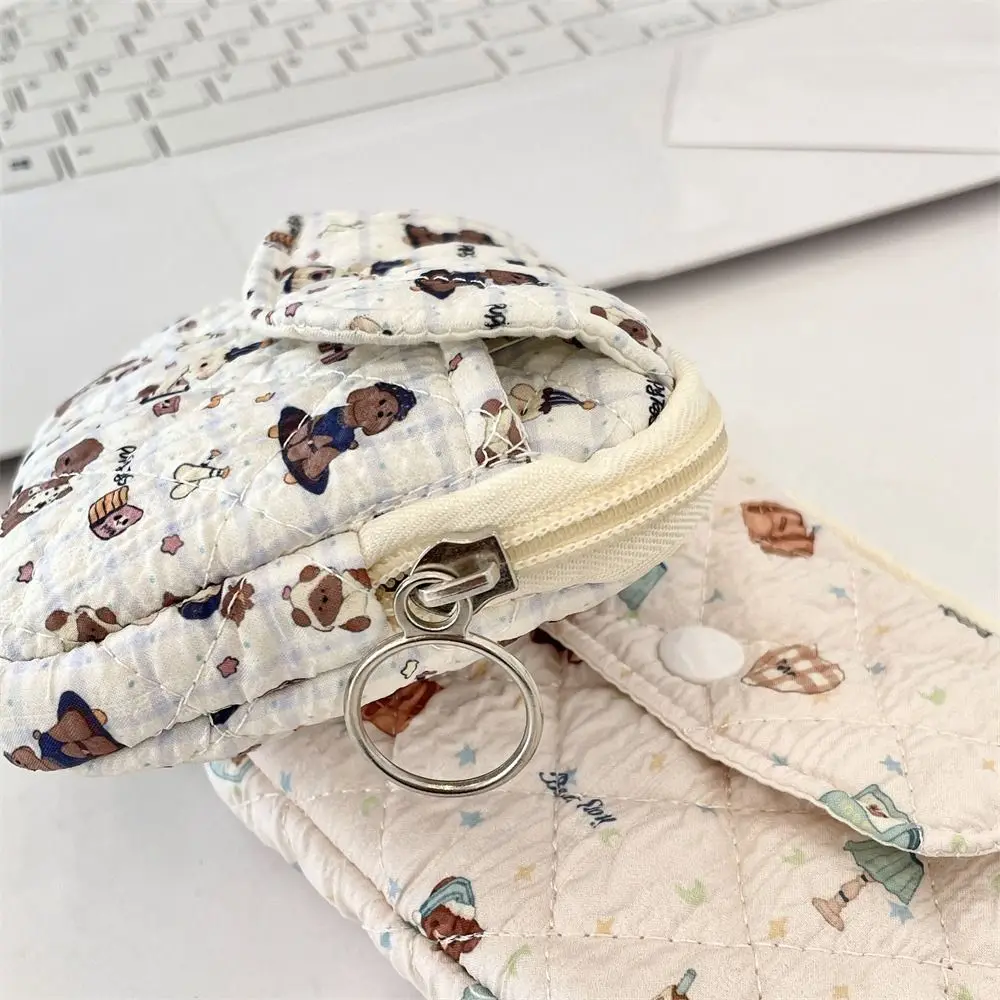 Cartoon Printing Mini Canvas Coin Purse Multifuctional Jewelry Packing Bag Cute Wallet Card Holder Korean Style