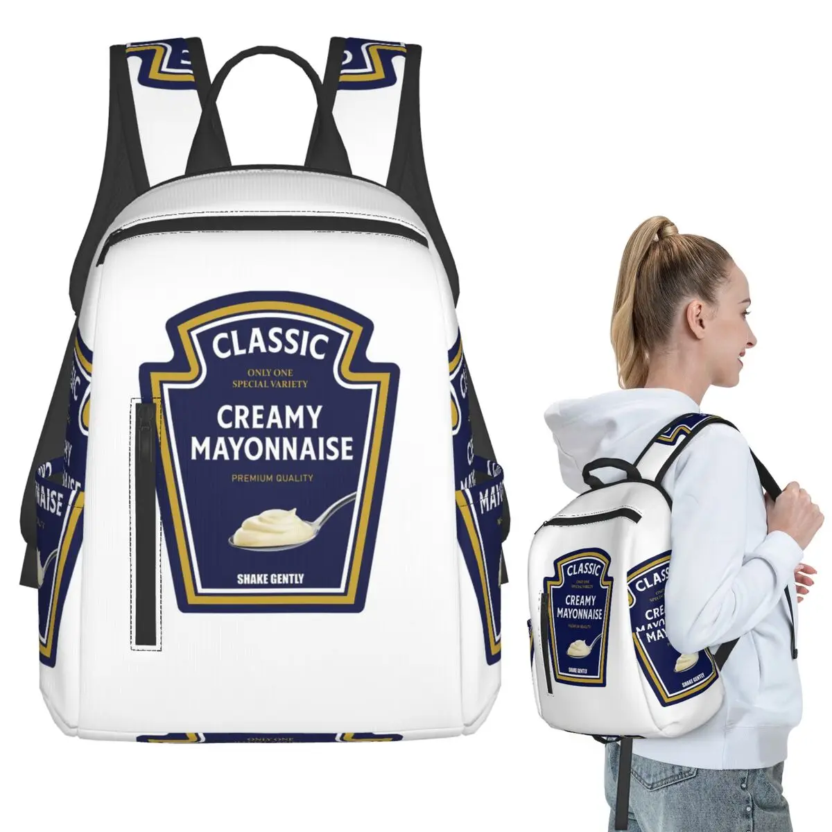 Mayonnaise Ketchup Mustard Mayo Backpack Student BookBag Kids School Bag Laptop Shoulder Bags Men Women