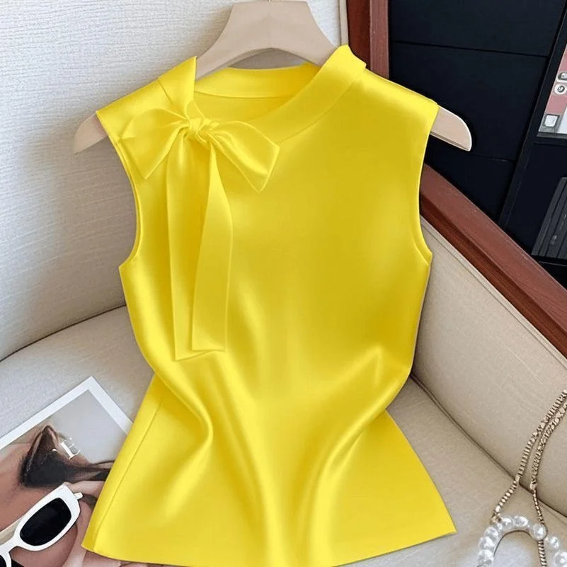 

Ele Chic Knot Svel Top T-irt Women's Faionable Sli Design Summer 2025 Polyester Blend Ultra Light