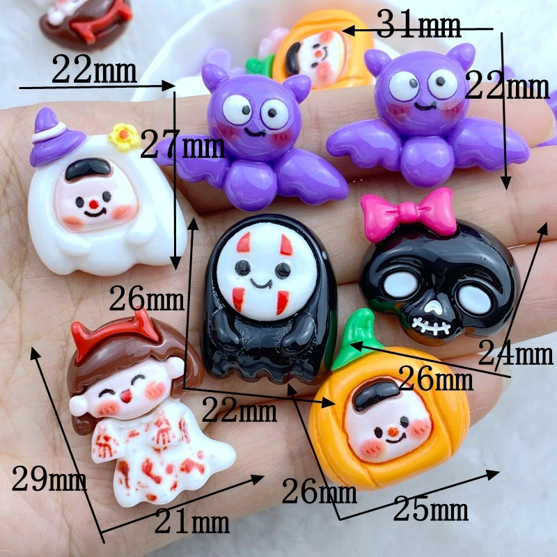 8Pcs New Cute Resin Mini Cartoon Halloween Collection Series Flat back Scrapbooking DIY Jewelry Craft Decoration